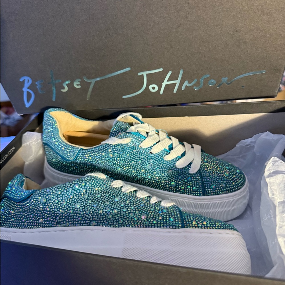 Betsey Johnson Teal Rhinestone Sneakers
